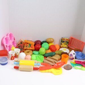 Lot of Childrens Pretend Play Kitchen Food Fruits Vegetables Pizza Utensils Kids